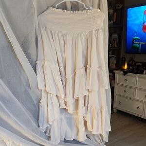 Chic Cream High-Low Skirt